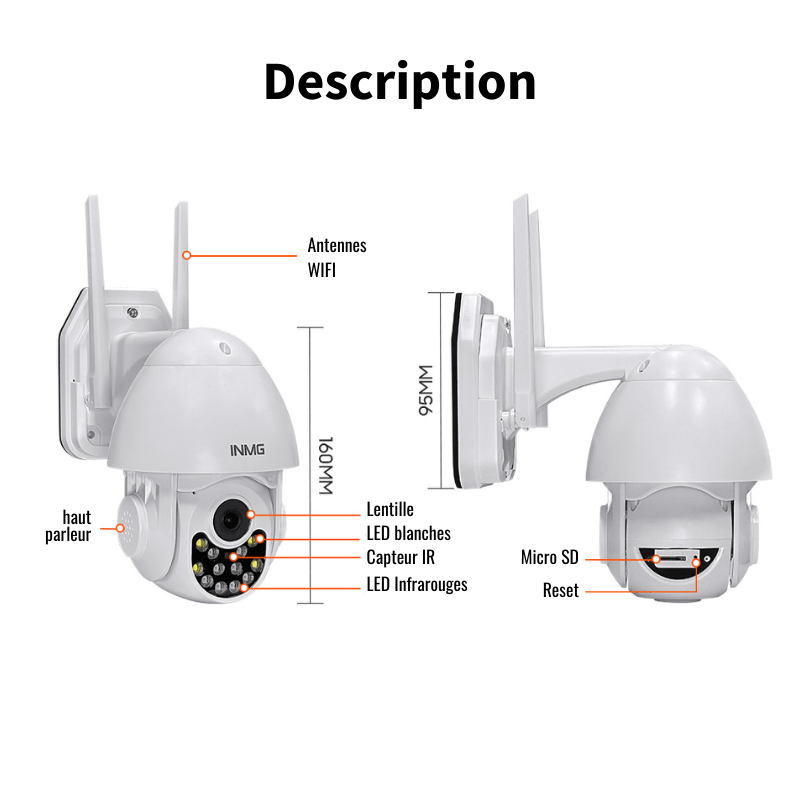 InoCam Dome™ Caméra Extérieure Rotative