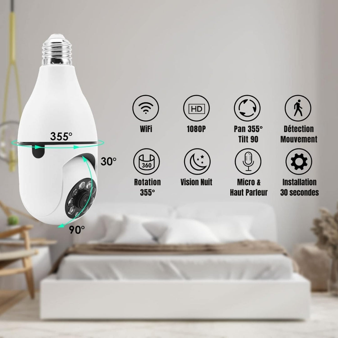 InoCam Lamp™ Caméra Ampoule Sans-Fil 1080P