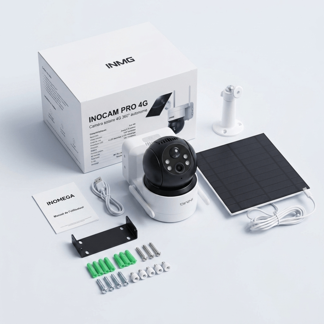 InoCam Pro 4G™ Caméra Rotative Solaire Sans Fil