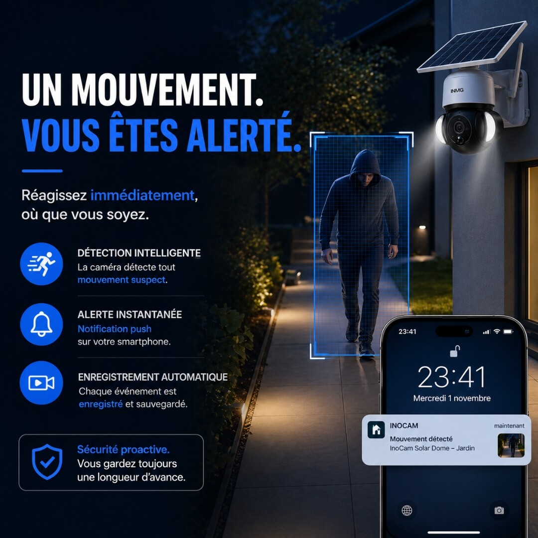 InoCam Solar Dome™ Caméra Solaire 360° WiFi
