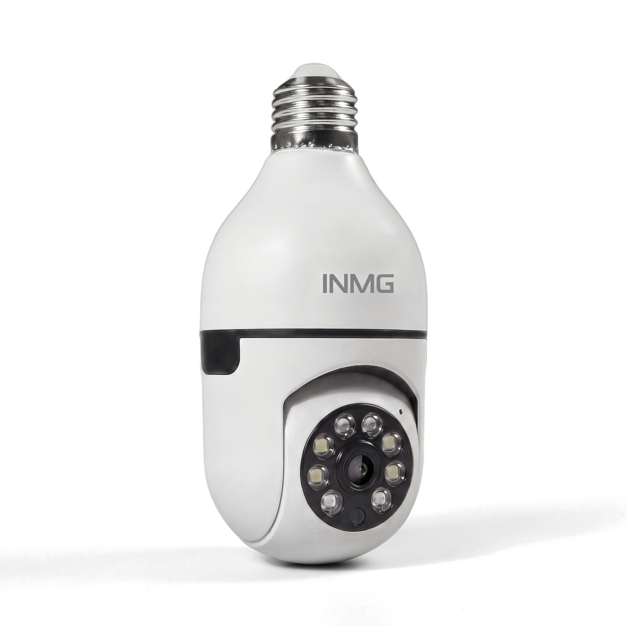 InoCam Lamp caméra ampoule sans fil 1080P vue de 3/4, fond blanc