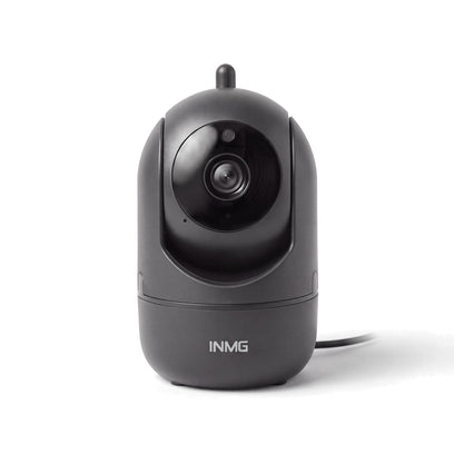 InoCam Mini noire caméra intérieure rotative vue de face, fond blanc