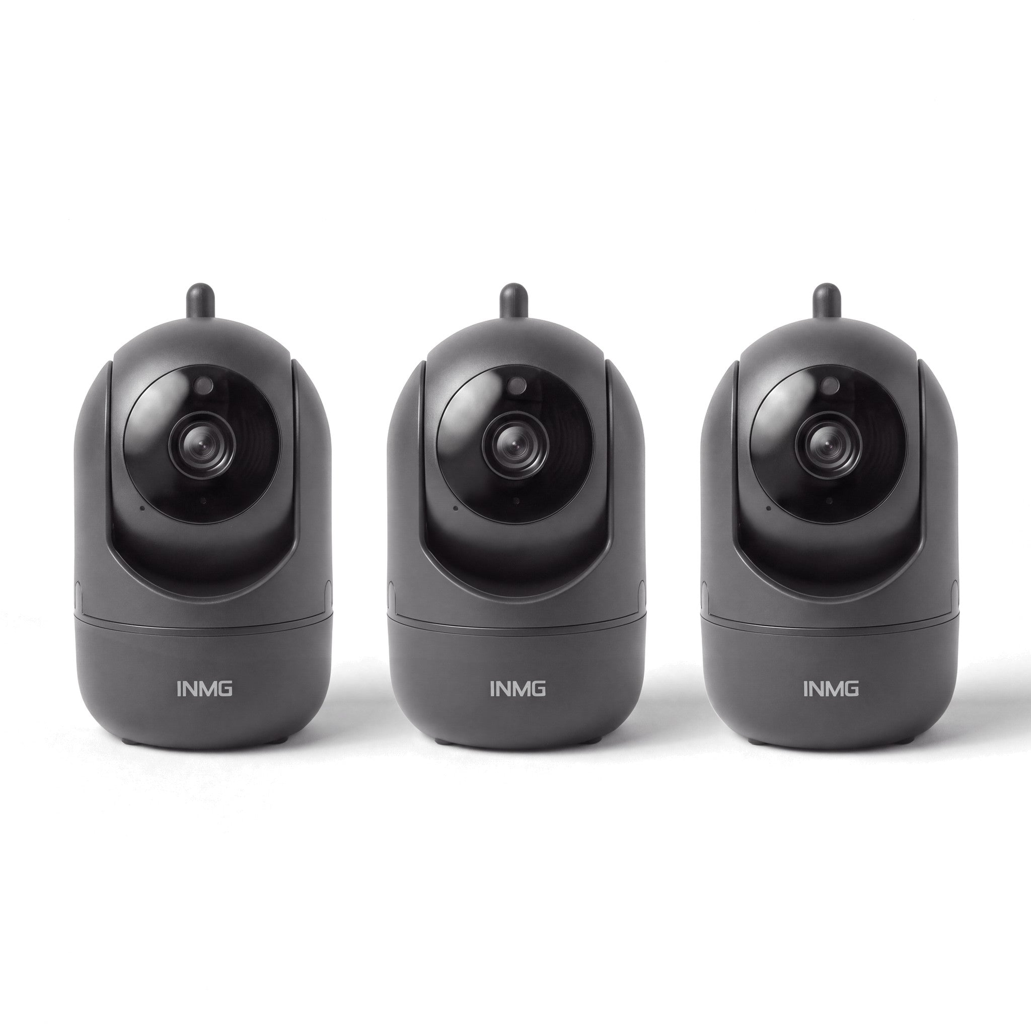 Pack de 3 caméras InoCam Mini noires, fond blanc
