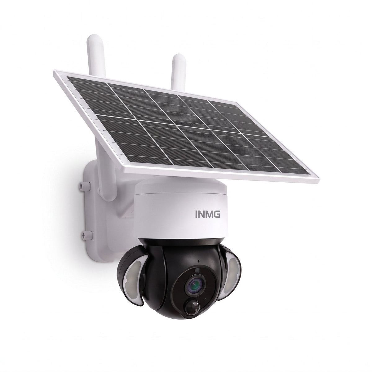 InoCam Solar Dome caméra solaire 360° WiFi vue de 3/4, fond blanc