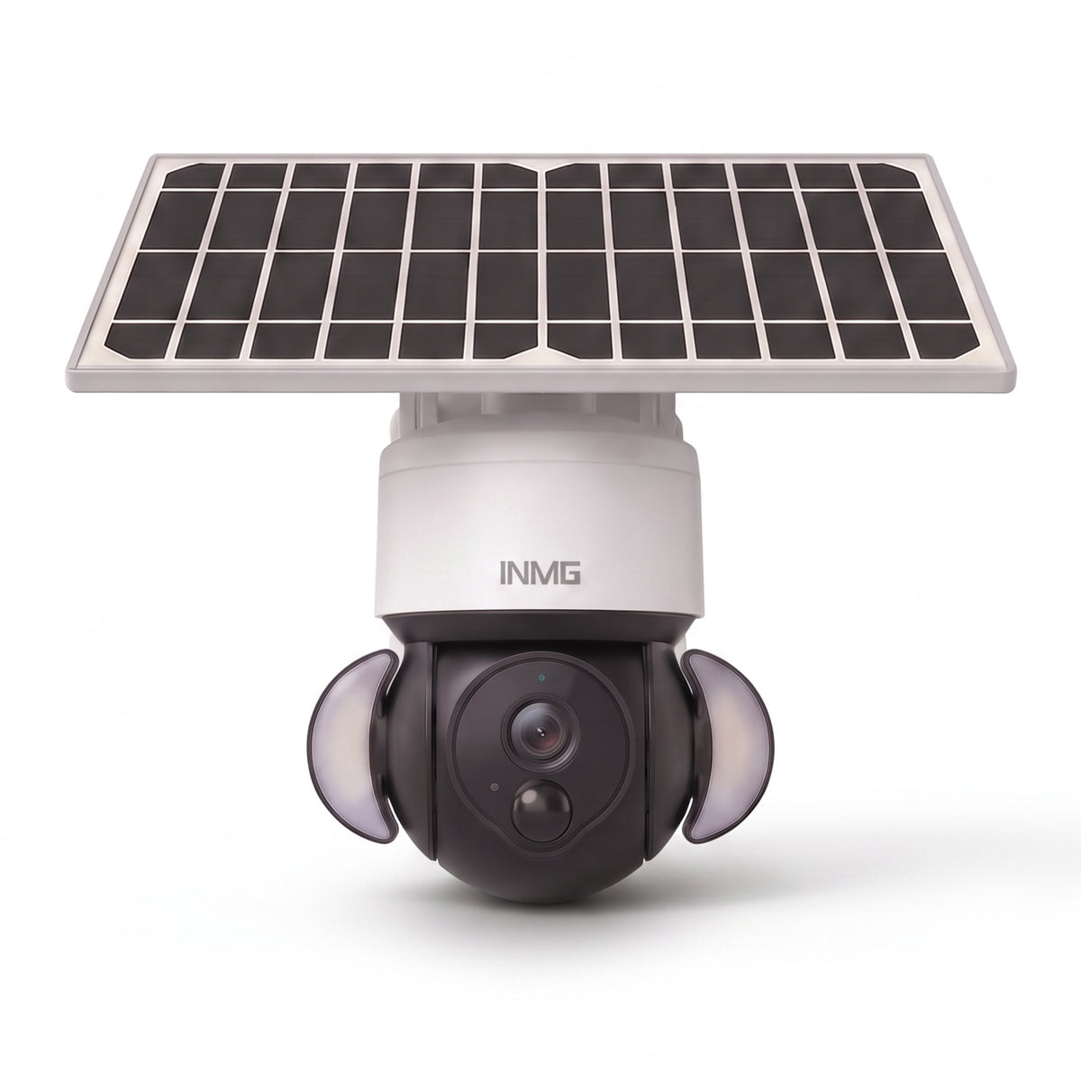 InoCam Solar Dome caméra solaire 360° WiFi vue de face sur fond blanc