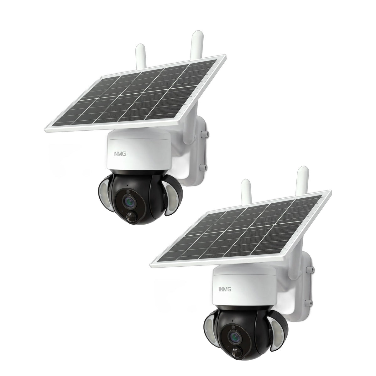 Pack de 2 caméras InoCam Solar Dome sur fond blanc