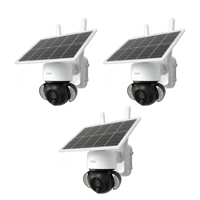 Pack de 3 caméras InoCam Solar Dome sur fond blanc